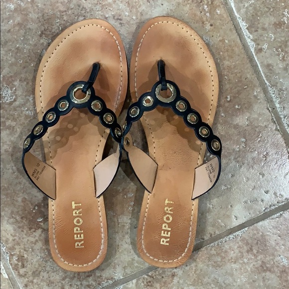 report flip flops gold